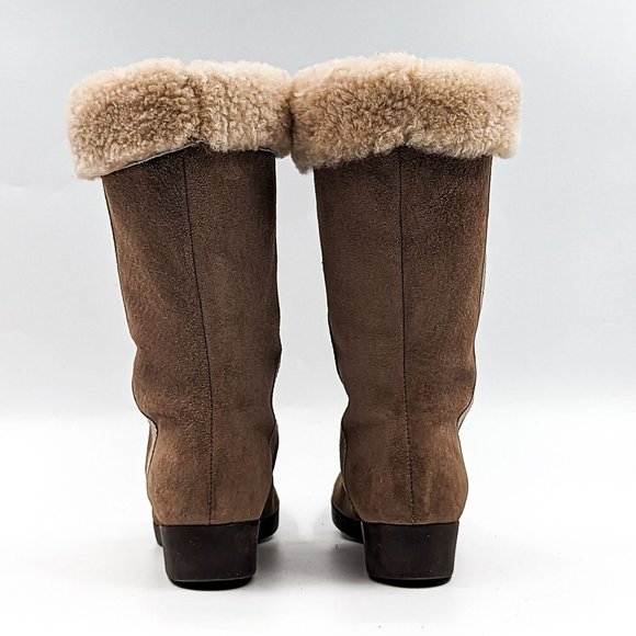 Hush Puppies Women Vintage Retro 90's Brown Suede Faux Shearling Boots Size 6.5 - Picture 8 of 11